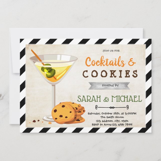 Cocktails und Cookies Party Einladung (Vorderseite)