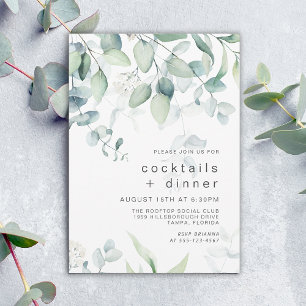 Cocktails und Dinnerparty Eukalyptus Botanik Einladung