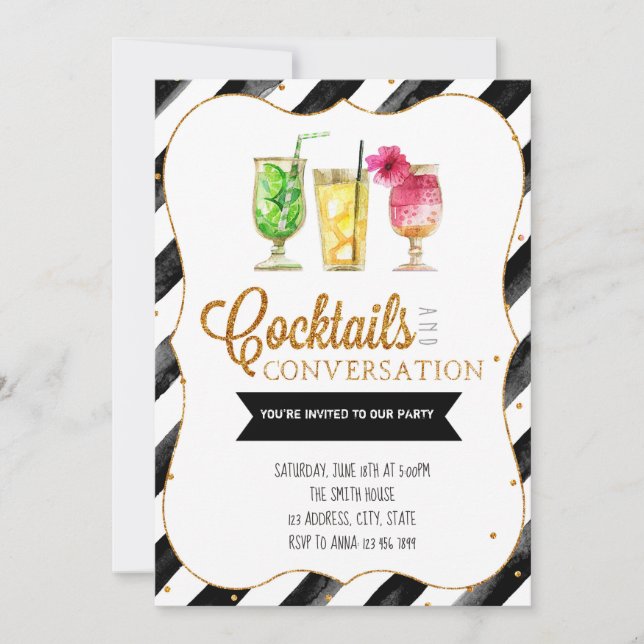 Cocktails und Gesprächseinladung Einladung (Vorderseite)