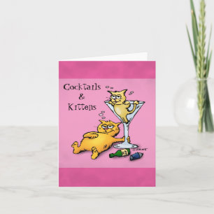 Cocktails und Kätzchen Leere Innen-Rosa-Karte Karte