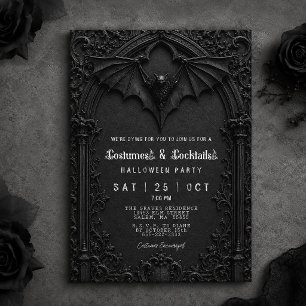 Cocktails und Kostüme Black Bat Halloween-Party Einladung