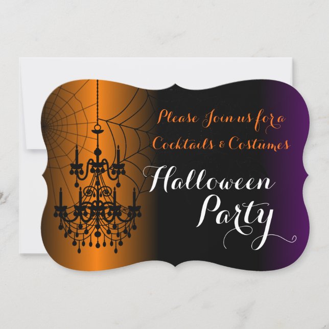Cocktails und Kostüme Kronleuchter-Halloween-Party Einladung (Vorderseite)