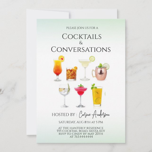 Cocktails und Party für Gespräche Einladung (Vorderseite)
