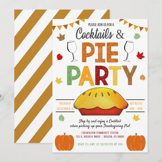 Cocktails und Pie-Party laden ein Einladung (Vorne/Hinten)