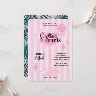 Cocktails- und Tennisparty-Einladung (rosa) Einladung