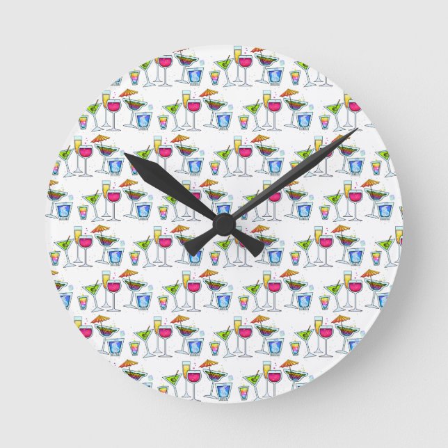 COCKTAILS UP WALL CLOCK RUNDE WANDUHR (Vorderseite)