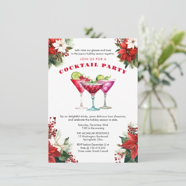 Cocktails Weihnachten Einladung (Stehend Vorderseite)