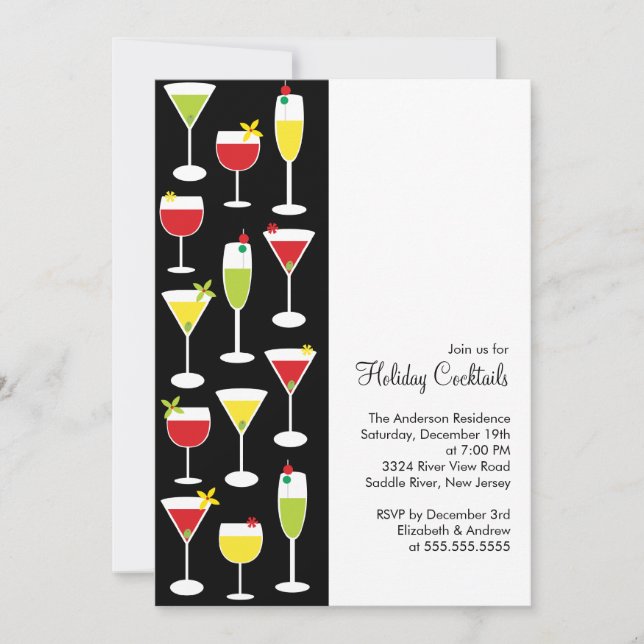 Cocktails Weihnachten Party Einladung (Vorderseite)