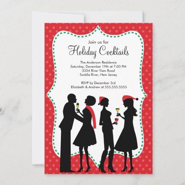 Cocktails Weihnachten Party Einladung (Vorderseite)