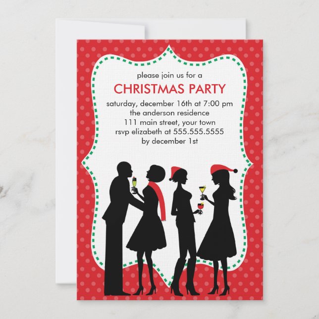 Cocktails Weihnachts-Party Einladung (Vorderseite)
