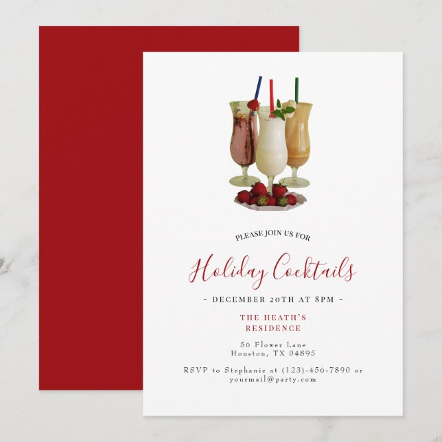 Cocktails Weihnachts-Party Einladung (Vorne/Hinten)