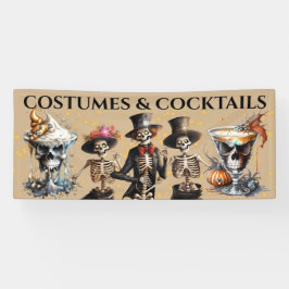 Cocktailskelette tanzen formales tuxedo Halloween Banner