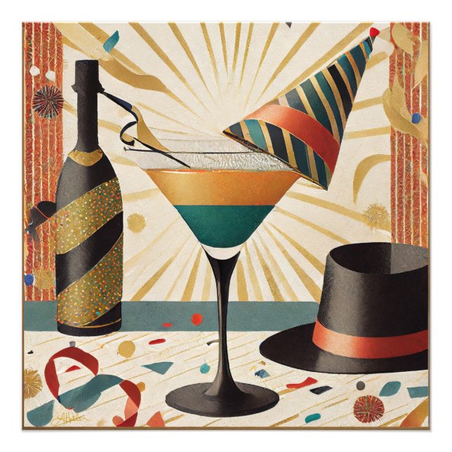 Cocktailstunde aus dem Mittelalter - Silvester Fotodruck (Vorne)