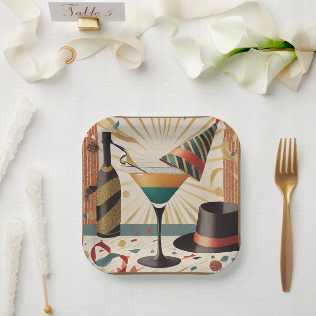 Cocktailstunde aus dem Mittelalter - Silvester Pappteller (Hochzeit)