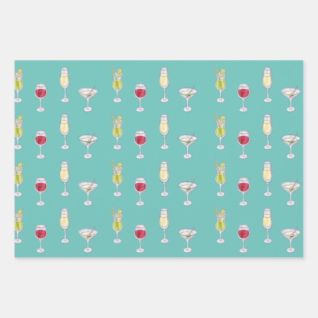 Cocktailstunde Geschenkpapier Set (Vorderseite)
