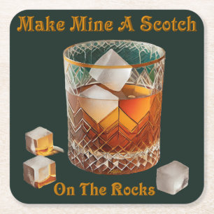 Cocktailstunde Machen Sie Meinen Zu Einem Scotch O Rechteckiger Pappuntersetzer