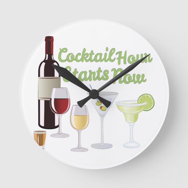 Cocktailstunde Runde Wanduhr (Vorderseite)