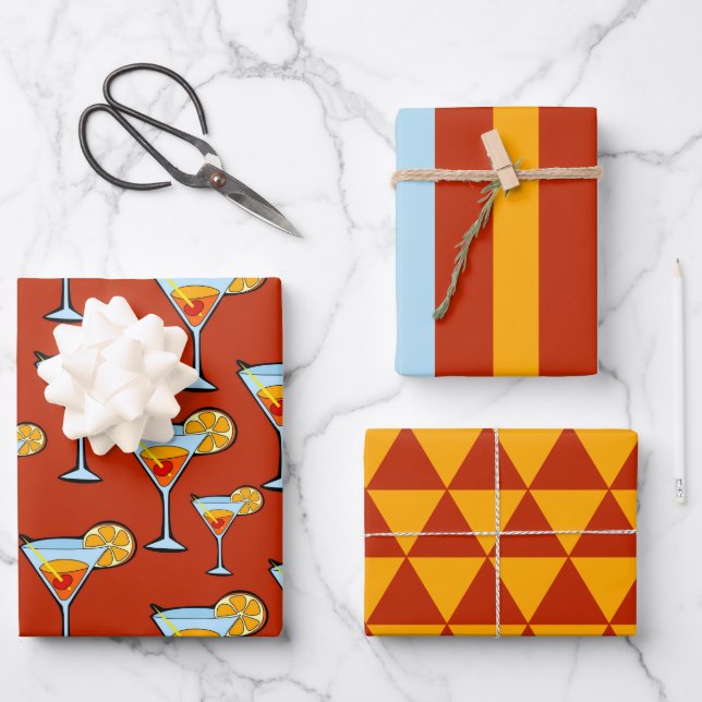 Cocktailstunde Wrapping Paper Set Geschenkpapier Set (Vorderseite)