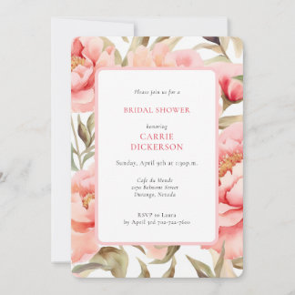 Cocktecore Blush Floral Brautparty mit QR Code Einladung