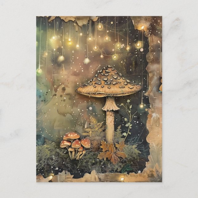 Cocktecore Mushroom Fairy Light Postkarte (Vorderseite)