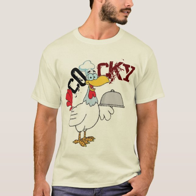 Cocky , Hühnchen Servieren Chiken Dinner Hemd T-Shirt (Vorderseite)
