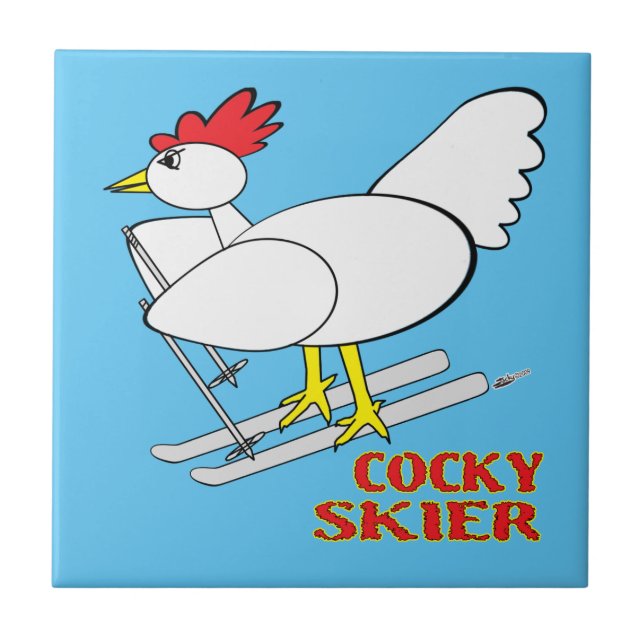 Cocky Skier Fliese (Vorderseite)