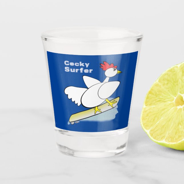 Cocky Surfer Schnapsglas (Vorderseite)