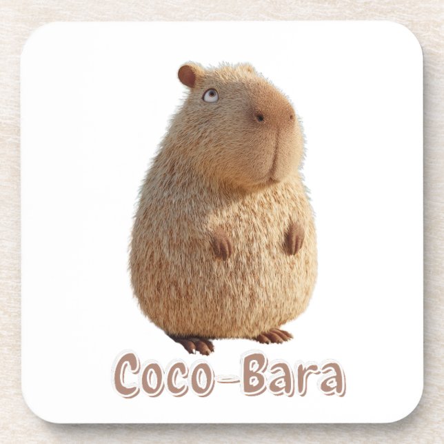 Coco-Bara Vibes. Capybara Core: Kokospalme-Couture Getränkeuntersetzer (Vorderseite)