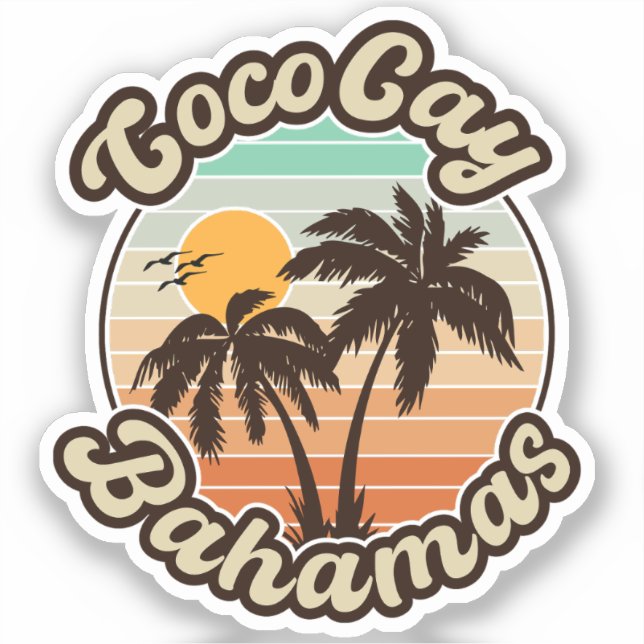 Coco Cay Bahamas Retro Sunset Souvenirs 60er Aufkleber (Vorderseite)