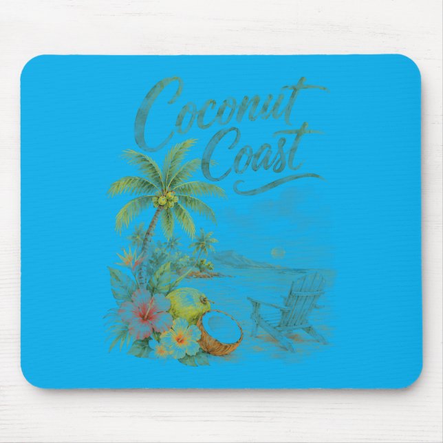 Coco Coast Tropischer Strandstuhl Wasserfarbe Mousepad (Vorne)