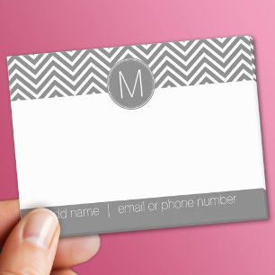 Coco Gray and White Chevrons Custom Monogram Post-it Klebezettel