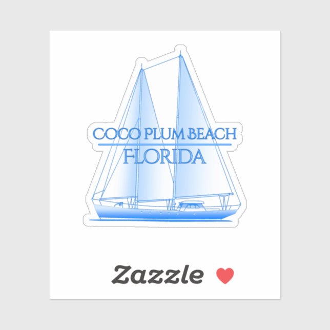 Coco Plum Beach Coastal Nautical Segelschiff Aufkleber (Blatt)