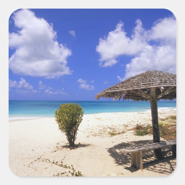 Coco Point Beach, Barbuda, Antigua Quadratischer Aufkleber (Vorderseite)