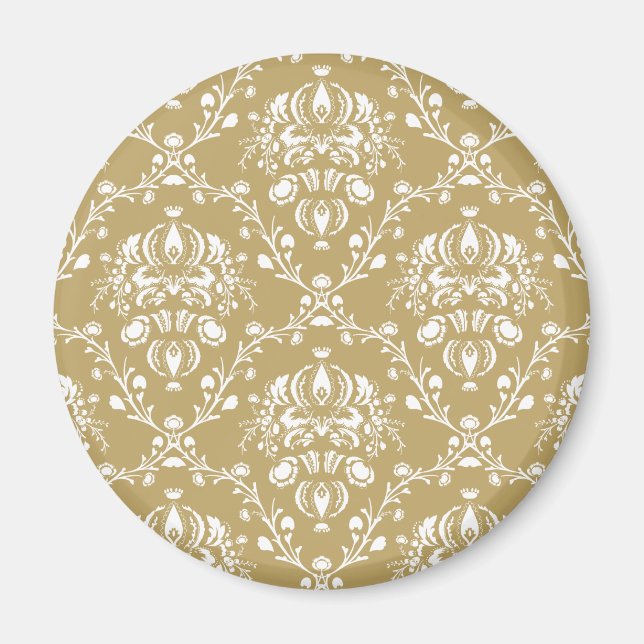 Cocoa and Cream Damask Magnet (Vorne)
