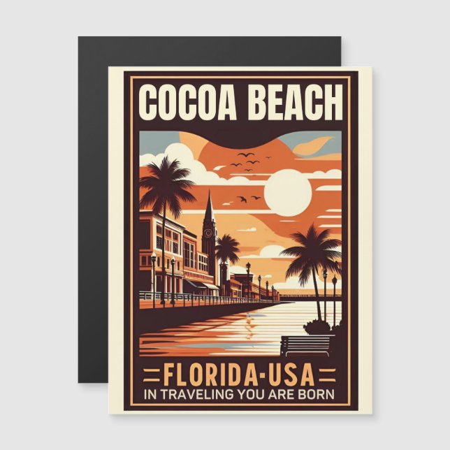 Cocoa Beach City Florida Küstenlinie Geschenke Magnetkarte (Vorne/Hinten)
