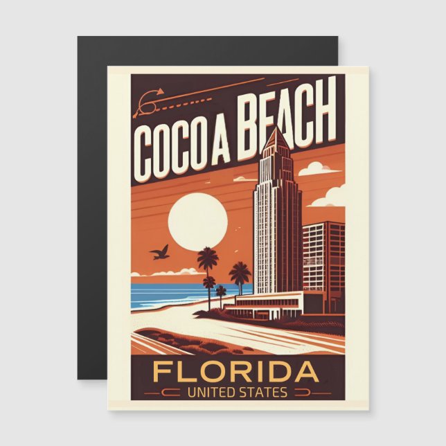 Cocoa Beach City Florida Küstenlinie Geschenke Magnetkarte (Vorne/Hinten)