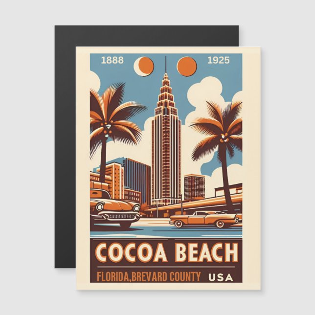 Cocoa Beach City Florida Küstenlinie Geschenke Magnetkarte (Vorne/Hinten)