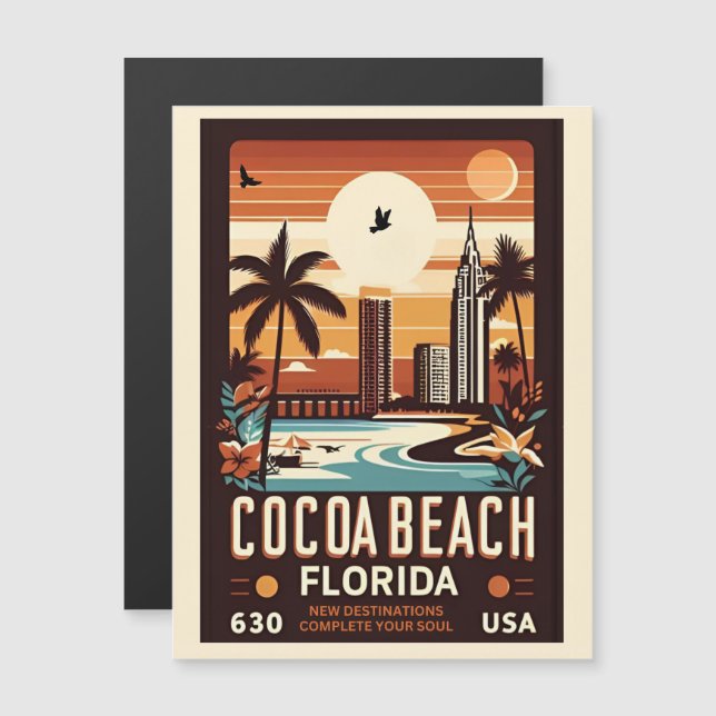 Cocoa Beach City Florida Küstenlinie Geschenke Magnetkarte (Vorne/Hinten)
