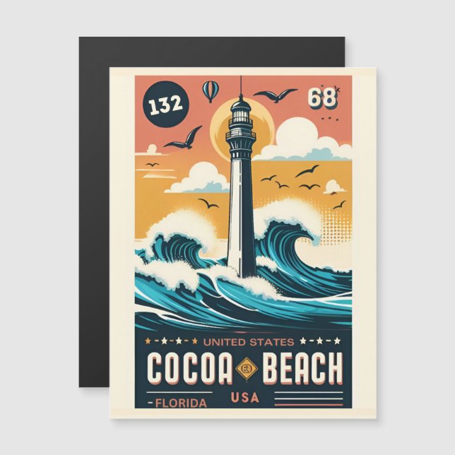 Cocoa Beach City Florida Küstenlinie Geschenke Magnetkarte (Vorne/Hinten)