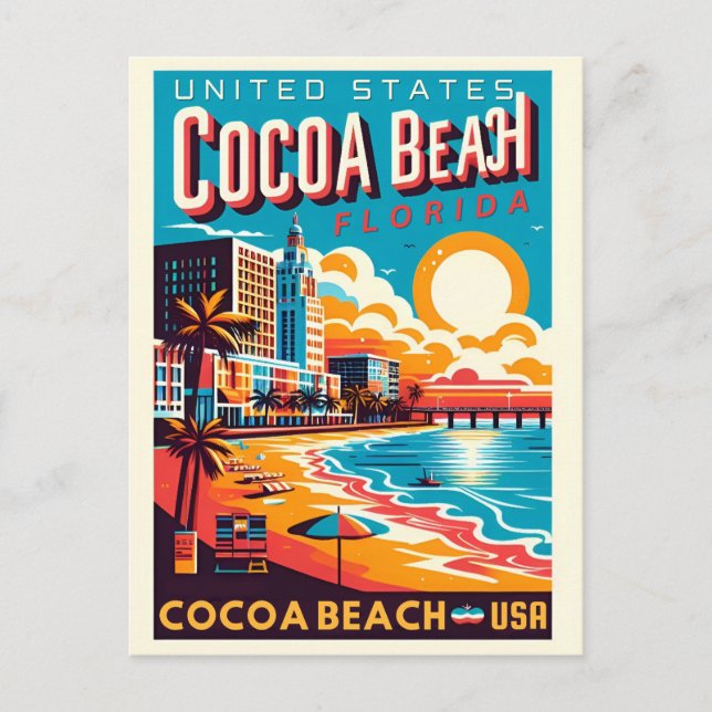 Cocoa Beach City Florida Küstenlinie Geschenke Postkarte (Vorderseite)