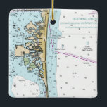 Cocoa Beach FL Chart Keramikornament<br><div class="desc">Cocoa Beach Florida Weihnachtsschmuck mit NOAA nautical chart.</div>