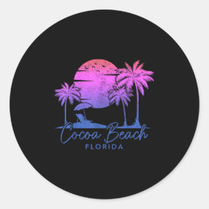 Cocoa Beach Florida Fl Surf Vintag Sunset Surfen Runder Aufkleber
