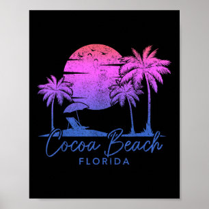 Cocoa Beach Florida Fl Surfen Vintage Sonnenunterg Poster
