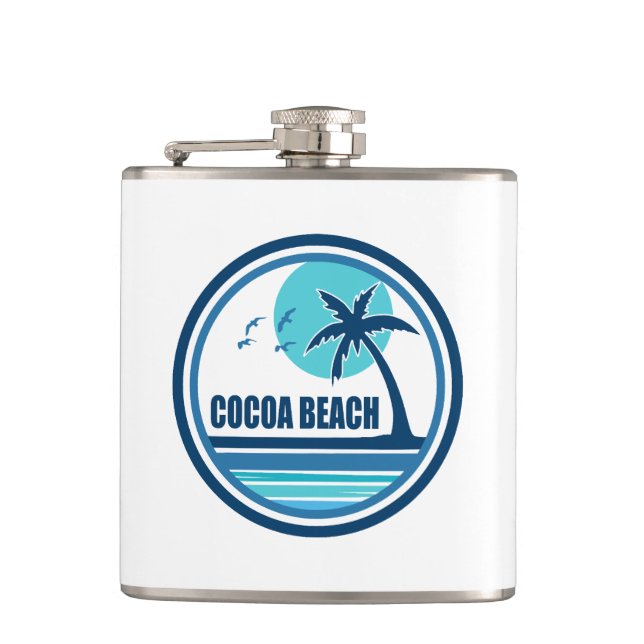 Cocoa Beach Florida Palm Tree Birds Flachmann (Vorderseite)