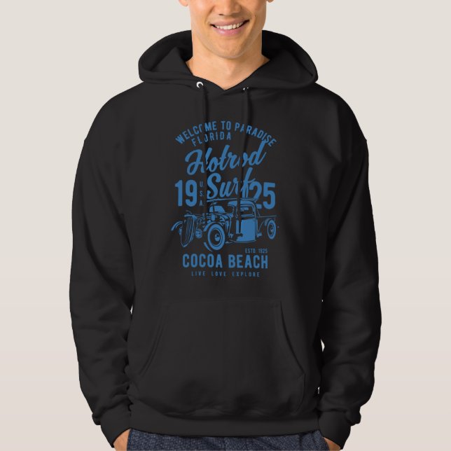 Cocoa Beach Florida Retro Hotrod Surf  1 Hoodie (Vorderseite)