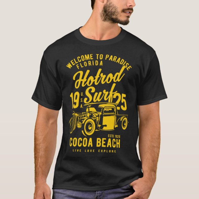 Cocoa Beach Florida Retro Hotrod Surf  9 T-Shirt (Vorderseite)
