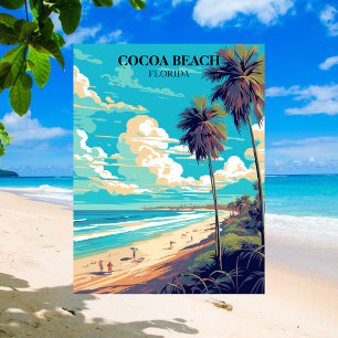 Cocoa Beach Florida Retro-Palmwedel & Strand Postkarte