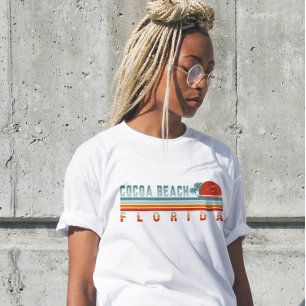 Cocoa Beach Florida Retro Sunset Souvenirs 60er T-Shirt