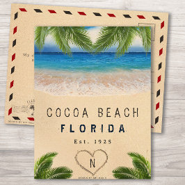 Cocoa Beach Florida Sand Tropical Palm Blätter Postkarte