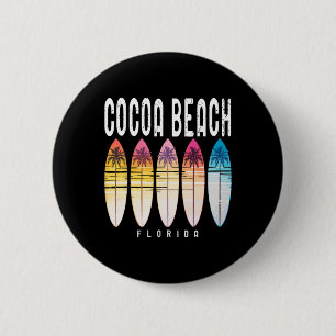 Cocoa Beach Florida Surfbrett Frauen Männer Button